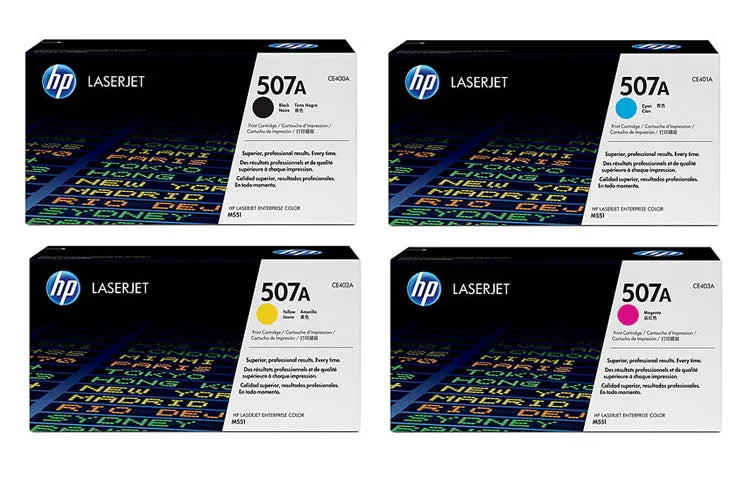 HP 507A 1 Set Original Toner Black CE400A Cyan CE401A Yellow CE402A Magenta CE403A For HP LaserJet Pro 500 color MFP M570dn, M551n, M551xh, MFP M575dn - eBuy UAE